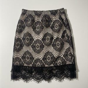 Charlotte Russe Black and Cream Lace Pencil Skirt